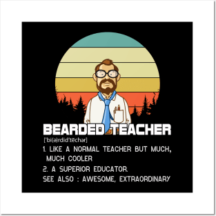 Bearded Teacher Vintage Normal Teacher Much Cooler Gift For Teacher Professor Posters and Art